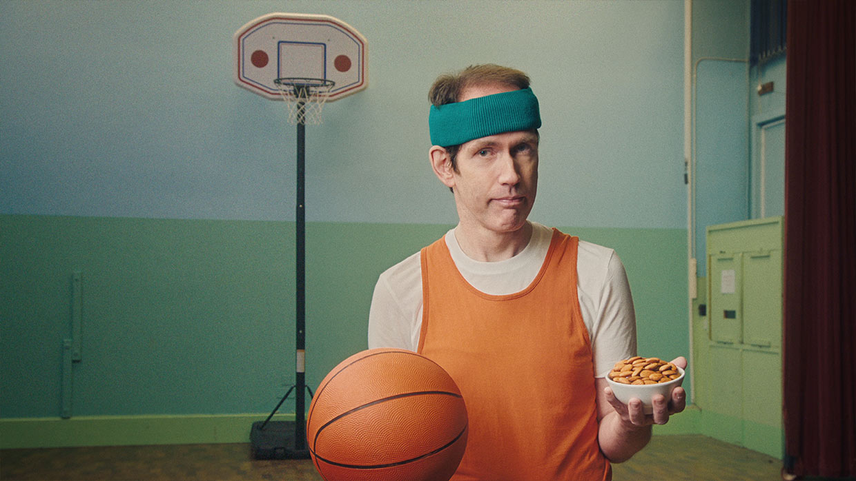Weird basketball player eating almonds