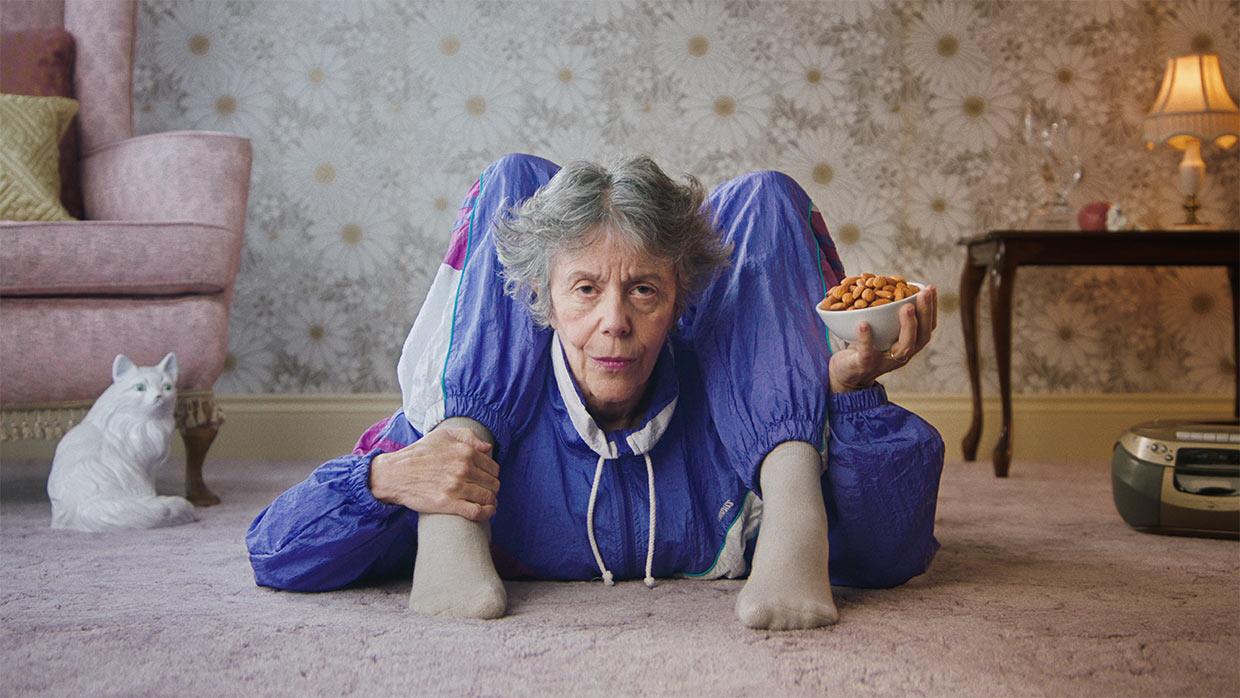 Granny eating almonds